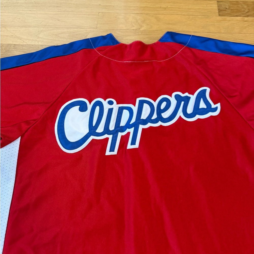 Vintage LA Clippers NBA Majestic Baseball Jersey Size L Red/White/Blue - Picture 8 of 12